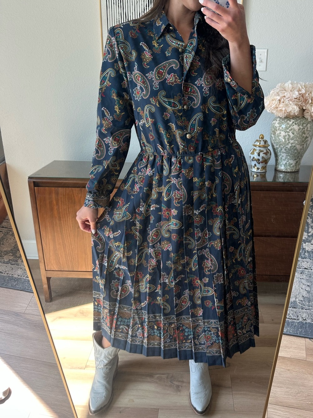 Vintage Papillon collection paisley midi dress size 10
